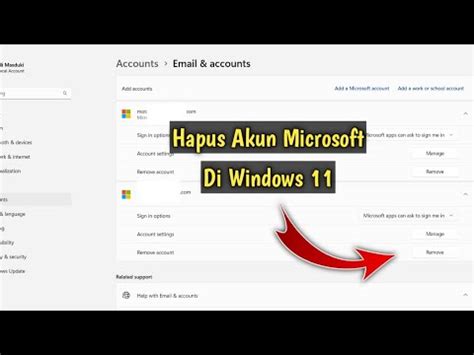 Cara Menghapus Akun Microsoft Di Laptop Windows Youtube