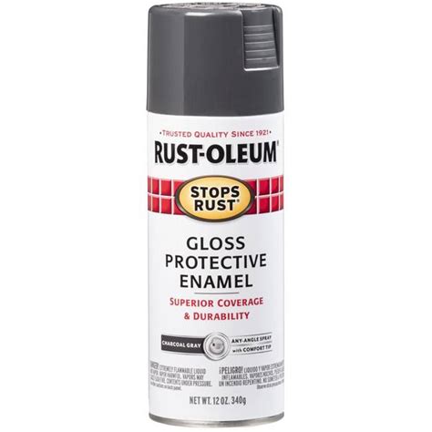 Rust Oleum 12 Oz Stops Rust Gloss Charcoal Gray Spray Paint 7784830