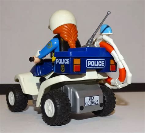 Playmobil Police Le Quad A Friction Policier Equipe Arme Tout Equipe