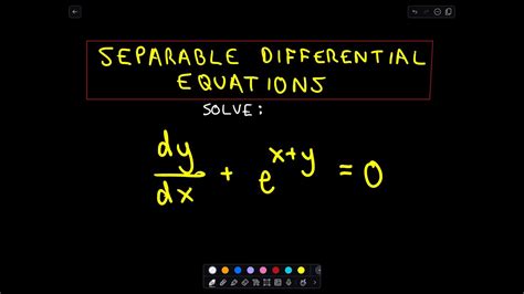 Separable Differential Equation Example 2 Youtube