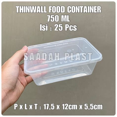 Jual ISI 25PCS Thinwall 750ml Container Tahan Panas Kotak Makan