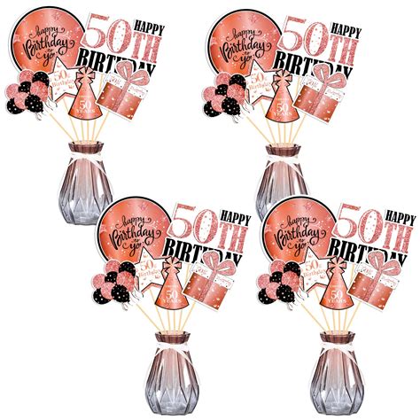 Buy Qpout 24pcs Rose Gold 50th Birthday Centerpiece Sticks50th