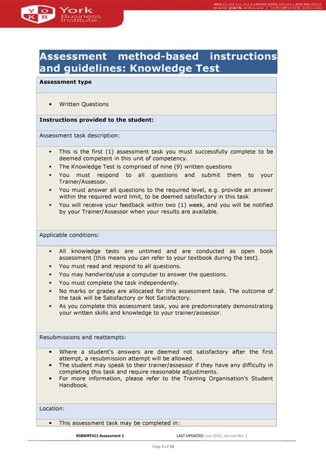 Desmond Bsbwrt Assessment Assessment Method Based Instructions