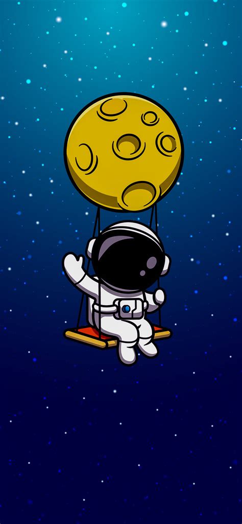 Download Cartoon Astronaut On A Swing Wallpaper | Wallpapers.com