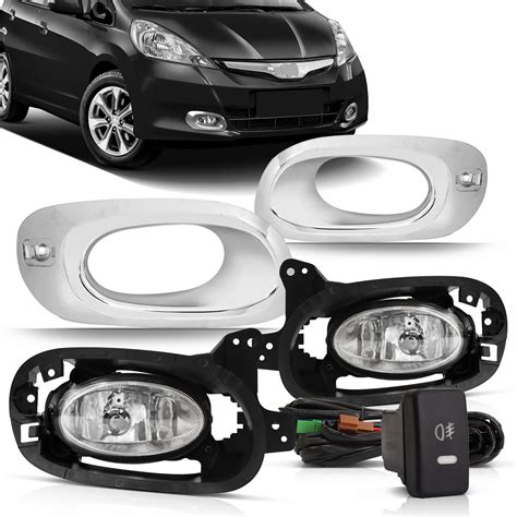 Kit Farol De Milha Fit 2012 2013 2014 Moldura Cromada