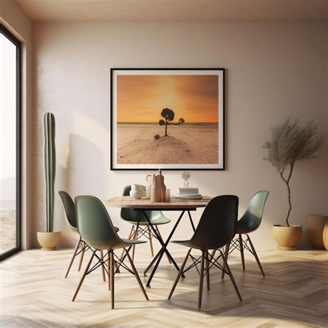 Premium Ai Image Contemporary Dining Room With Sleek Table And