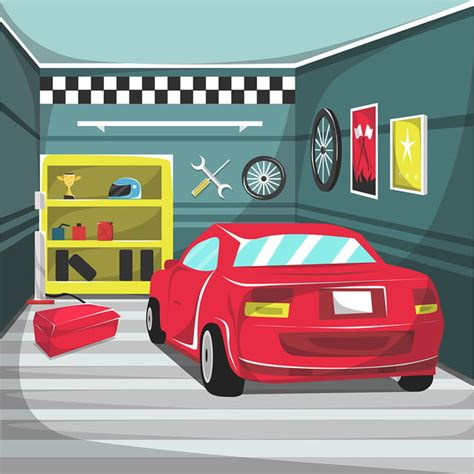 Car Tire Motorcycle Vector Png Images Clean Garage Car Interior With Helm Red Tool Box Air Pump