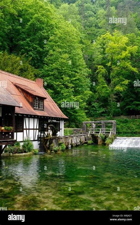 Blaubeuren Historic Hammer Mill At The Blautopf Karstic Spring At The