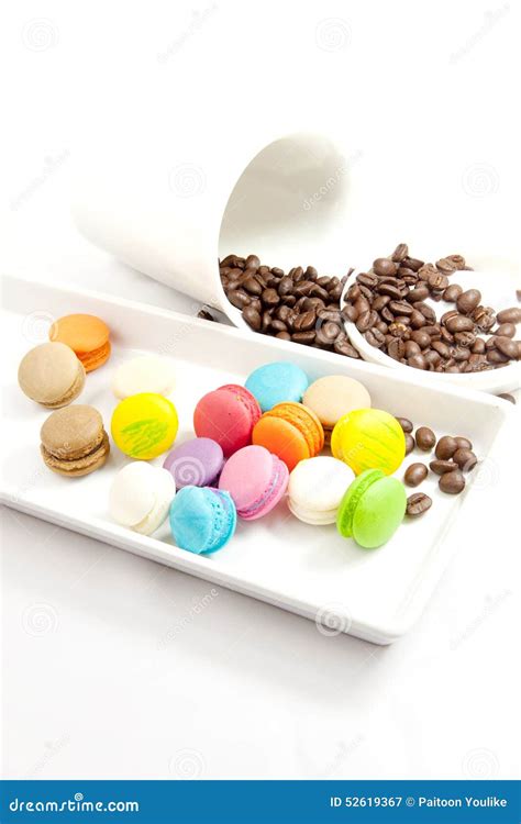 Colorful Macaroon In White Caramic Plate Stock Image Image Of French