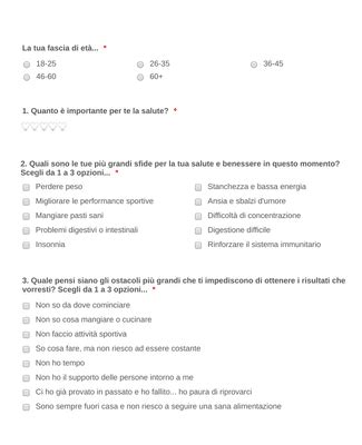 Sondaggio Salute E Benessere Template Modulo Jotform