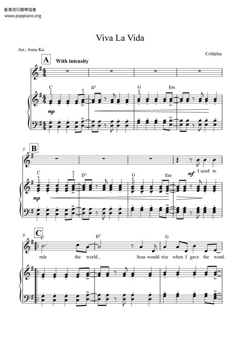 Viva La Vida Notes Hướng Dẫn Chơi Đàn Piano Cho Người Mới Nhấn Vào Đây