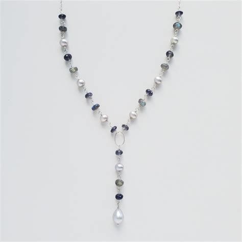 Aurelia Long Gray Pearl Necklace Carrie Whelan Designs