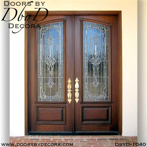 Custom Leaded Glass Mahogany Double Doors Wood Doors By Decora