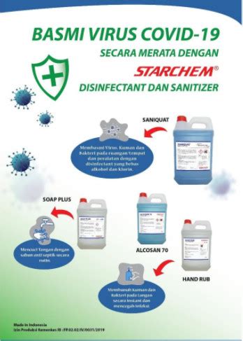 Bisa COD Hand Sanitizer 500 Ml Kemenkes Alkohol 70 Starchem Cair