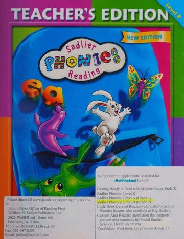 Teacher S Edition Level B Gr Sadlier Phonics Reading New Edition