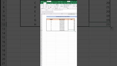 How To Calculate Age From Dob In Excel Short Shorts Exceltips