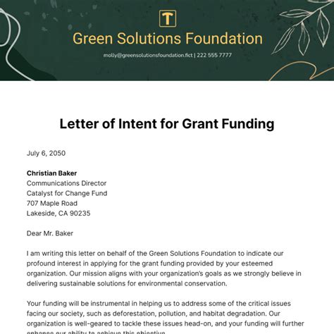 Grant Letter Of Intent Template Prntbl Concejomunicipaldechinu Gov Co