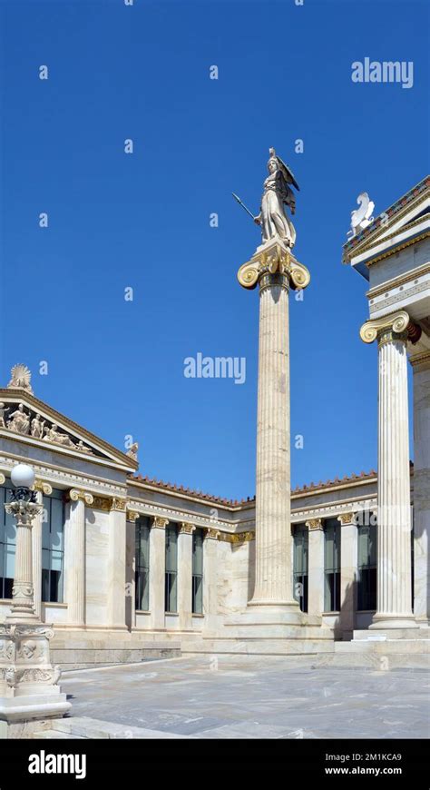 Partial View Of The Academy Of Athens With Statue Of Goddess Athena