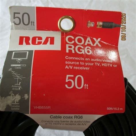 Rca 50 Ft Coax Rg6 Cable New Connects Audio Video Source To Tv Hdtv Av Receiver Ebay