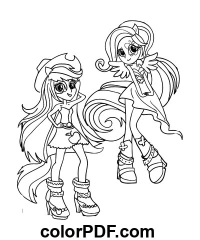 Applejack E Fluttershy Da Equestria Girl Disegni Da Colorare E Libri