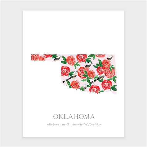 Oklahoma State Flower Art Print | Flower prints art, State art print, Art prints