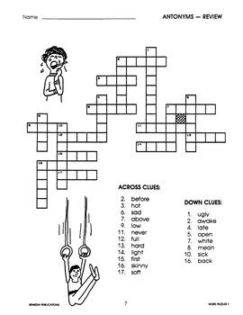 Antonyms Synonyms Crossword Puzzles Warm Up Daily Bell Ringer