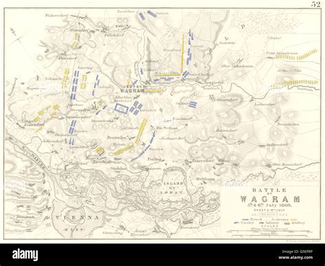 BATTLE OF WAGRAM: 5th & 6th July 1809 - sheet 2. Austria, 1848 antique map Stock Photo - Alamy