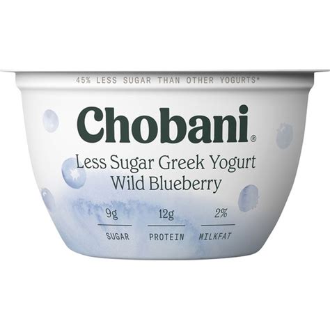 Chobani Greek Yogurt Less Sugar Low Fat Wild Blueberry Oz From