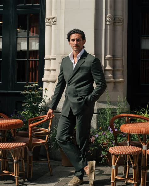 Traje Cruzado Verde Con Camisa Blanca Y Mocasines Hockerty