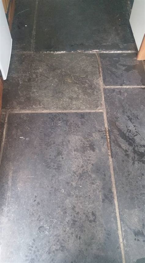 Old Reclaimed Slate Flagstone Floor Rejuvenated In Dawlish Devon Tile