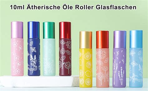 Qikaara 8 Stück 10 ml Roll On Flasche Leer Glasflaschen für ätherisches