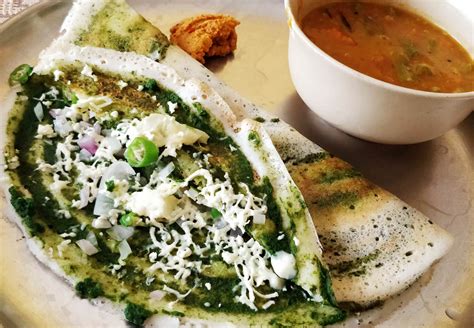 I Ate Paneer Spinach Dosa With Chutney And Sambar Aka Palak Paneer