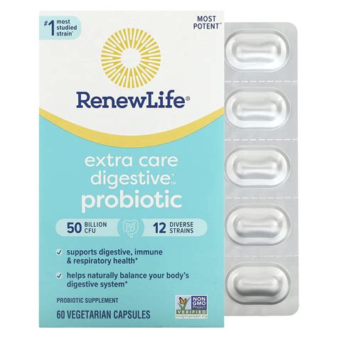 Renew Life Extra Care Digestive Probiotic 50 Billion CFU 60