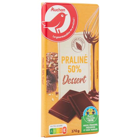 AUCHAN CULTIVONS LE BON Tablette de chocolat pâtissier praliné dessert