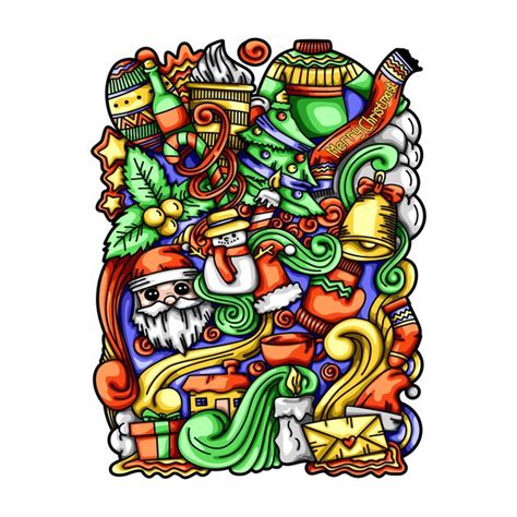 Feliz natal doodle ilustração vetorial Vetor Premium