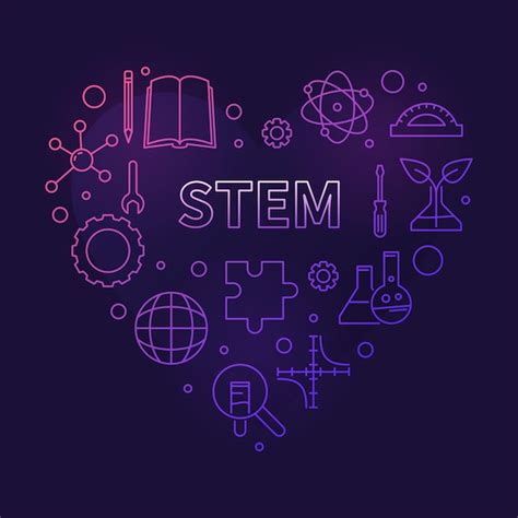 Premium Vector Stem Science Heart Line Concept Banner Science