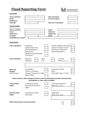 Fillable Online Flood Reporting Form Fax Email Print Pdffiller