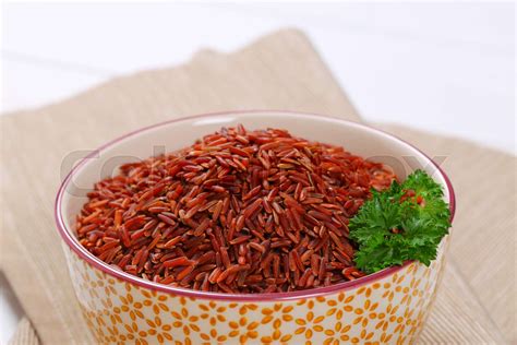 Bowl Of Red Rice Stock Image Colourbox