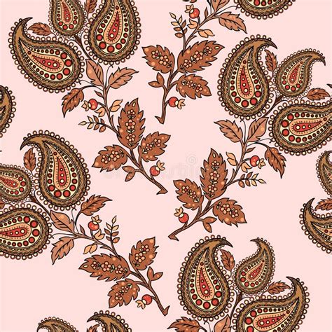 Illustration Raster Seamless Paisley Pattern With Patterns On A Pink