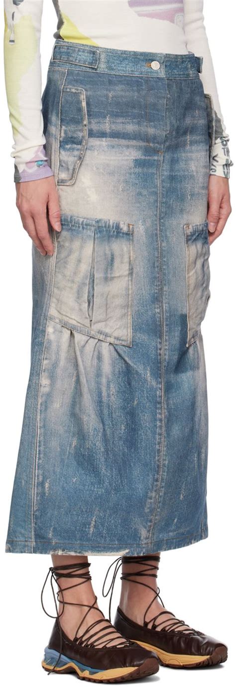 Open Yy Blue Jean Effect Denim Maxi Skirt Denim Skirt Women