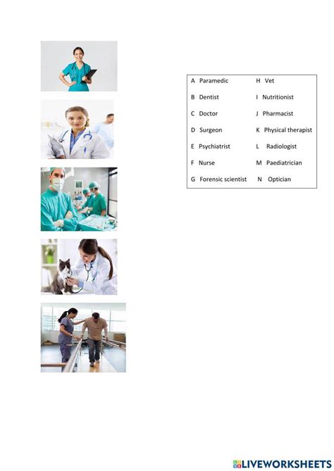 Guess The Healthcare Professional Worksheet Live Worksheets