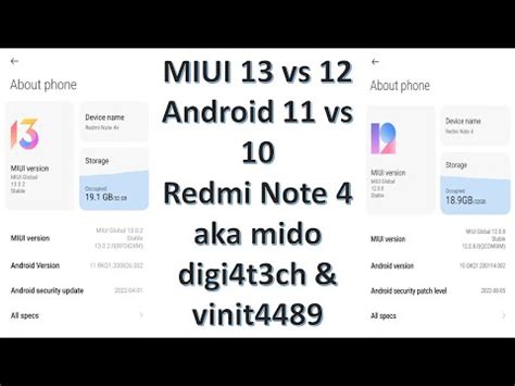 MIUI 13 Vs 12 Android 11 Vs 10 Redmi Note 4 Mido Quick Review