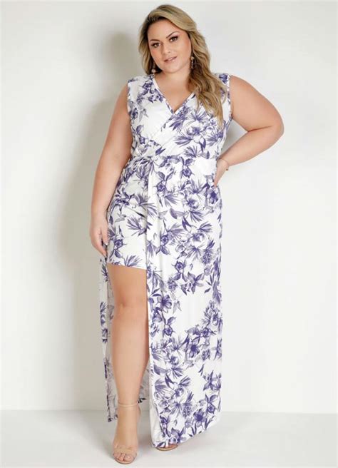 Vestido Longo Floral Transpassado Plus Size Marguerite