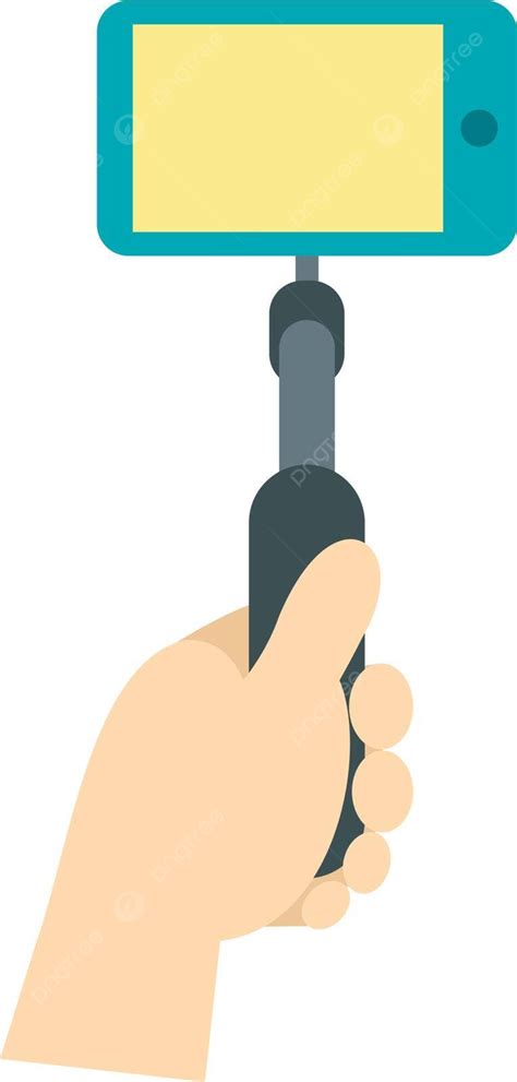 Hand Holding Selfie Monopod Stick Icon Object Photography Media Vector