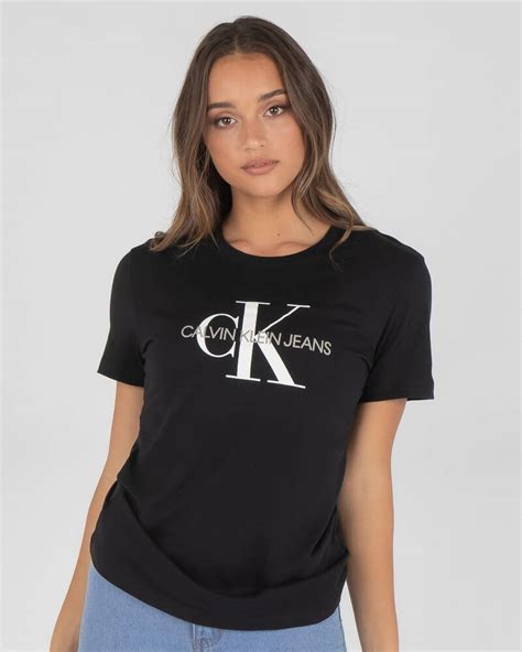 Shop Calvin Klein Monogram Logo T Shirt In Black Fast Shipping And Easy