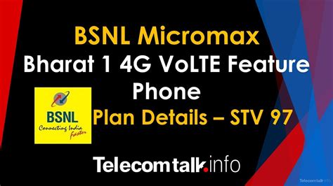 Bsnl Micromax Bharat G Volte Feature Phone Plan Details Youtube