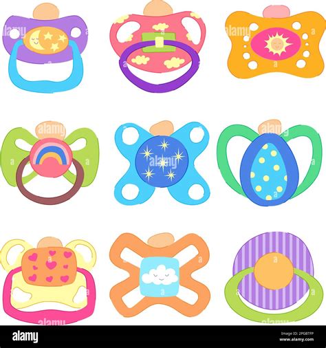 Pacifier Baby Set Cartoon Vector Illustration Stock Vector Image And Art