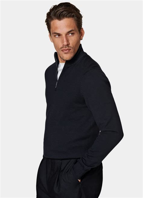 Navy Half Zip In Pure Australian Merino Wool SUITSUPPLY Ireland