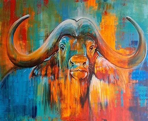 Colorful Buffalo Paint By Numbers - Numeral Paint Kit