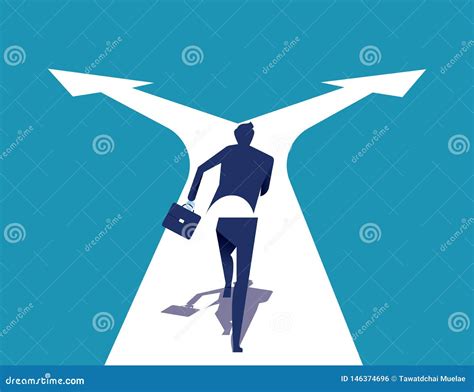 Choice Businessman Running On Crossroads Stock Vector Illustration